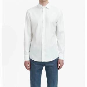 NEW TIGER OF SWEDEN adley c herringbone long sleeve shirt in ivory/white